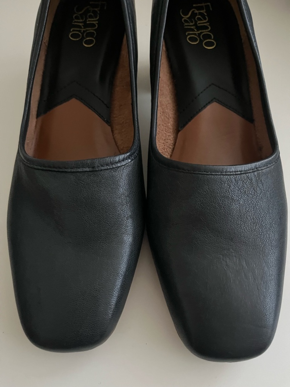 Franco Sarto Black Leather Block Heel Pumps 6M - Picture 14 of 16